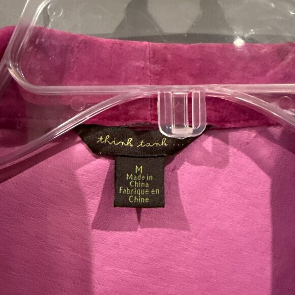 Think Tank Sz Medium Pink  Suede Vintage Style Jacket W/ Lace Trim Retro - Picture 2 of 4